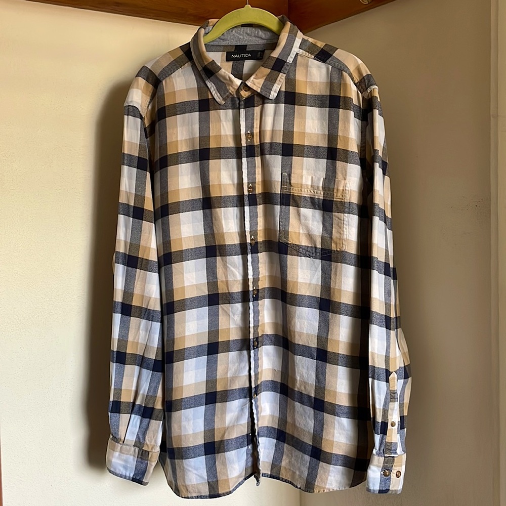 Nautica Flannel Button Up Shirt, Plaid - Size XL